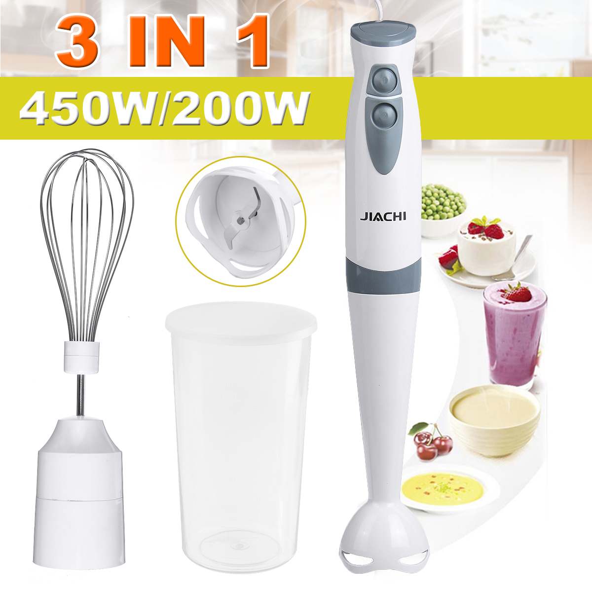 3 in1 Stainless Steel Blender Mixer Smoothie Cup For Food Processor