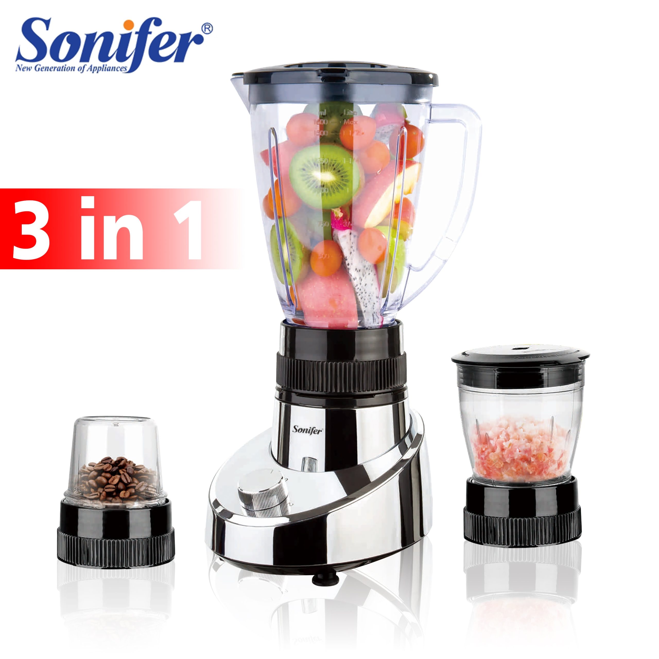 Electric Food Standing Blender Mixer Kitchen Stainless Steel Vegetable Meat Grinder Ice Cocktail Bar Fruit Blender Sonifer