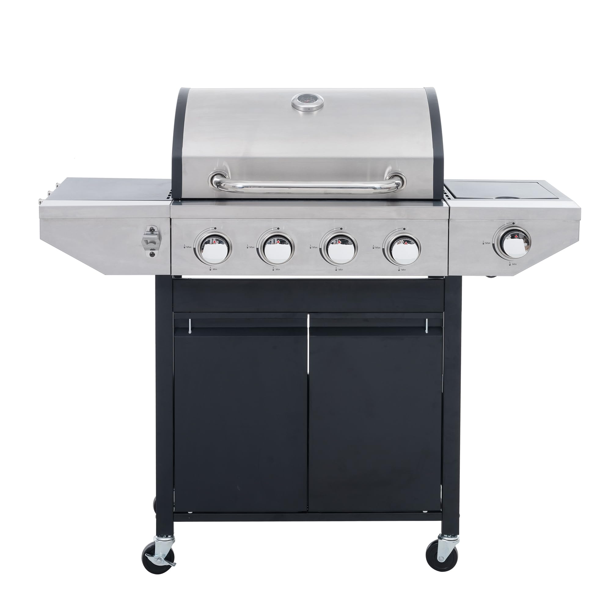 4-Burners Propane Gas Grill with Side Burner & Thermometer