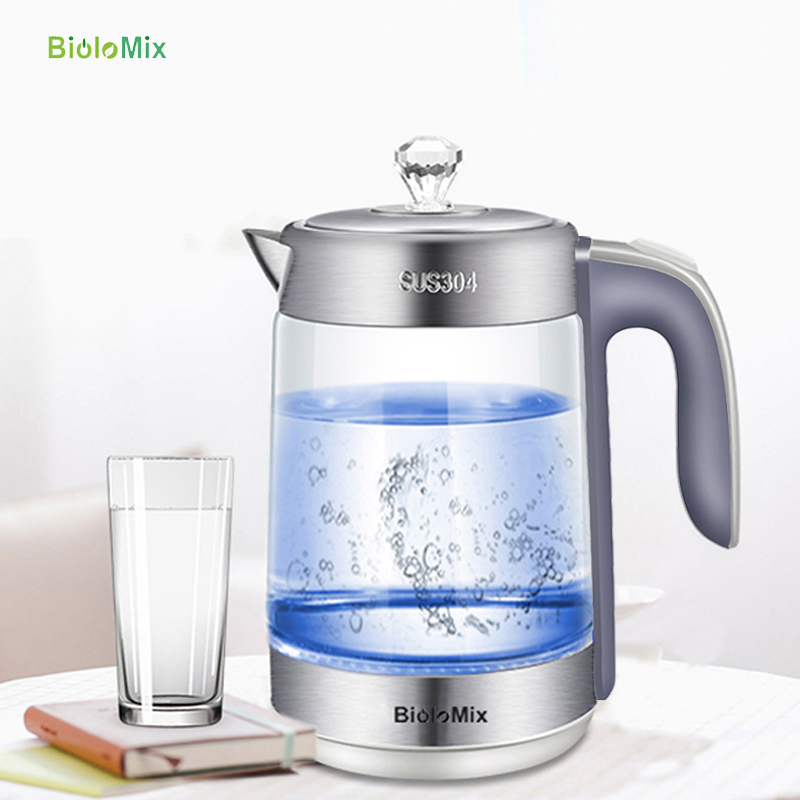 SpeedBoil Electric Glass Kettle Cordless Tea Coffee Pot BLUE LED Light Auto Shut-Off Dry Protection