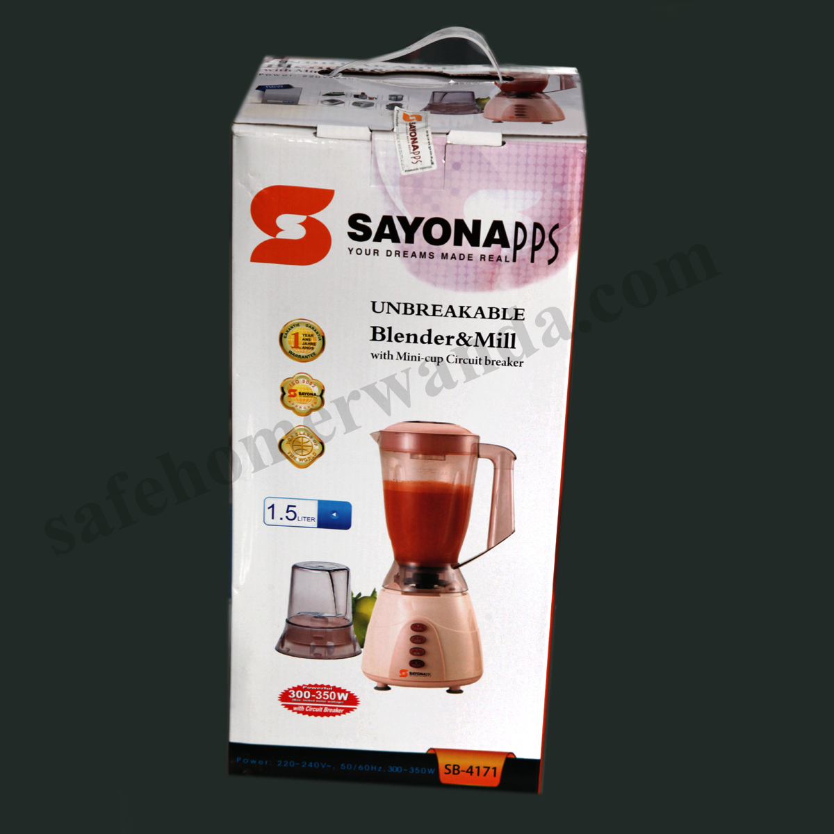 Sayona PPS 2 in 1 Blender with min-cup circuit breaker 1.5L