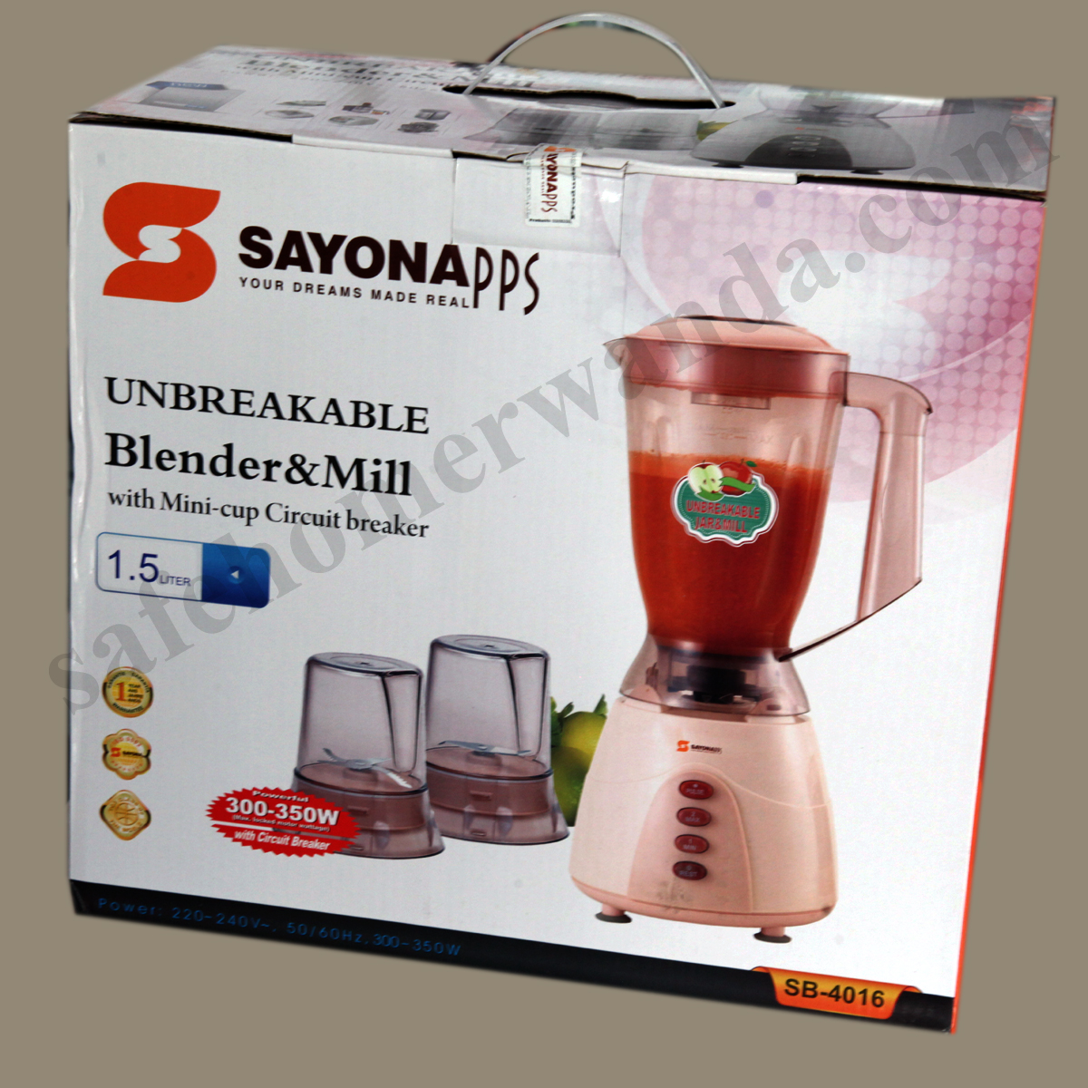 Sayona PPS 3 in 1 Blender with min-cup circuit breaker 1.5L