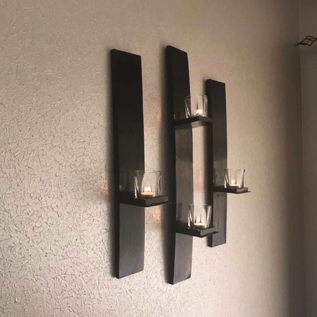 Wooden Wall Candle Holder