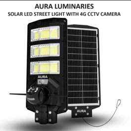 AURA LUMINARIES SOLAR LED STREET LIGHT WITH 4G CCTVCAMERA