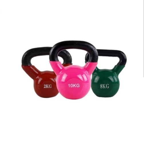 Color-Coded Vinyl-Coated Kettlebell Set (2KG, 8KG, 10KG)   