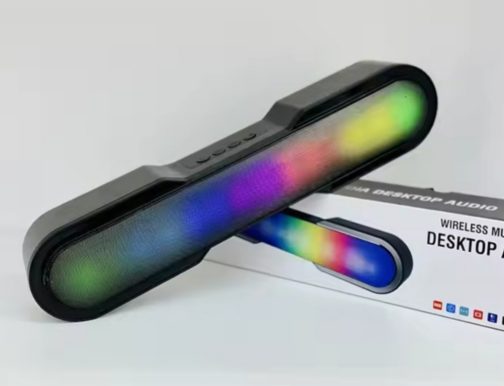 wireless music desktop audio speaker with RGB lighting.