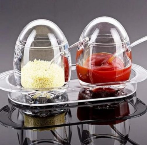 modern and stylish condiment dispenser set,