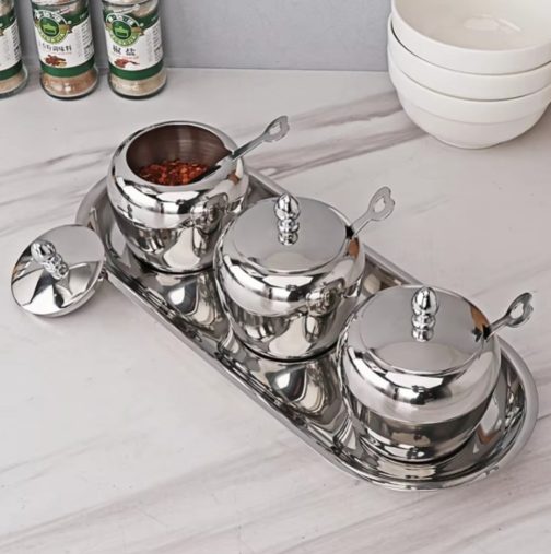 Stainless Steel Condiment Jar Set