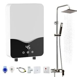 Mini Electric Water Heater, Electric Water Heater 220 V 7000 W, Heating Instant Mini LED Temperature Display for Kitchen, Treasure, Bathroom (Type D)