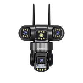 3 Lens and 3 Screens 4G PTZ Camera 6MP WiFi Security CCTV Wireless