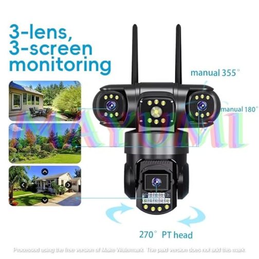 3 Lens and 3 Screens 4G PTZ Camera 6MP WiFi Security CCTV Wireless - Image 3