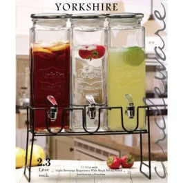 Triple yorkshire glass contemporary dispenser with stand