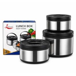 Stainless Steel 3-Piece Lunch Box Set.