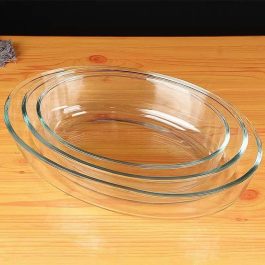 Red Cherry Borosilicate Oval Glass Baking Tray