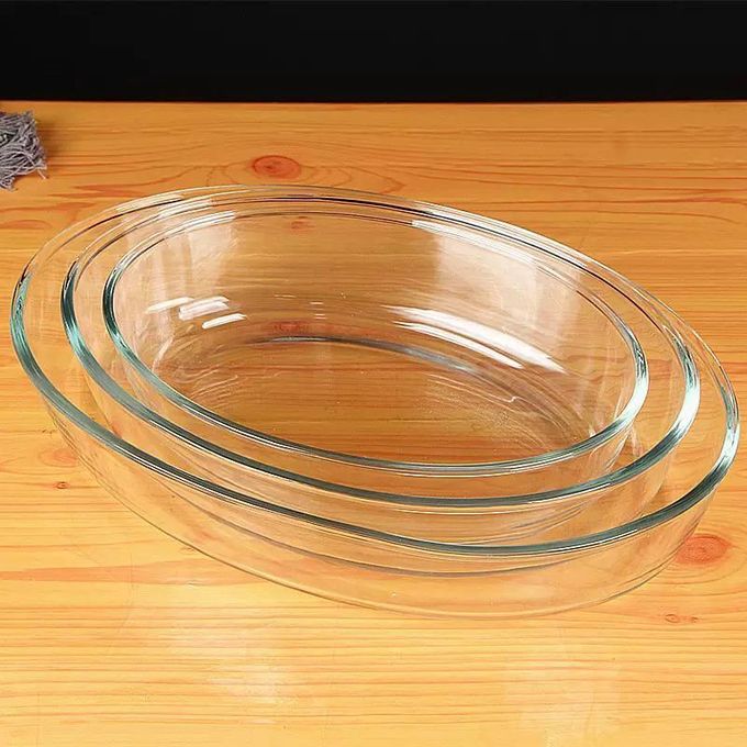 Red Cherry Borosilicate Oval Glass Baking Tray