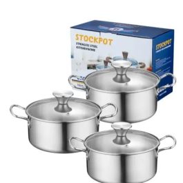 3-Piece Stainless Steel Stock Pot Set