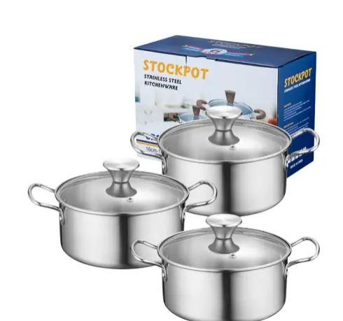 3-Piece Stainless Steel Stock Pot Set - Image 2