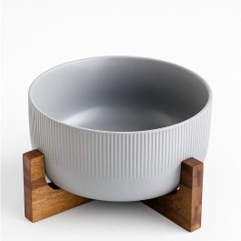 Danny Home Porcelain Salad Bowl With Wooden Frame