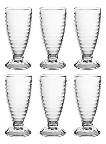 Lirmartur Footed Milkshake And Dessert Glasses 6Pcs