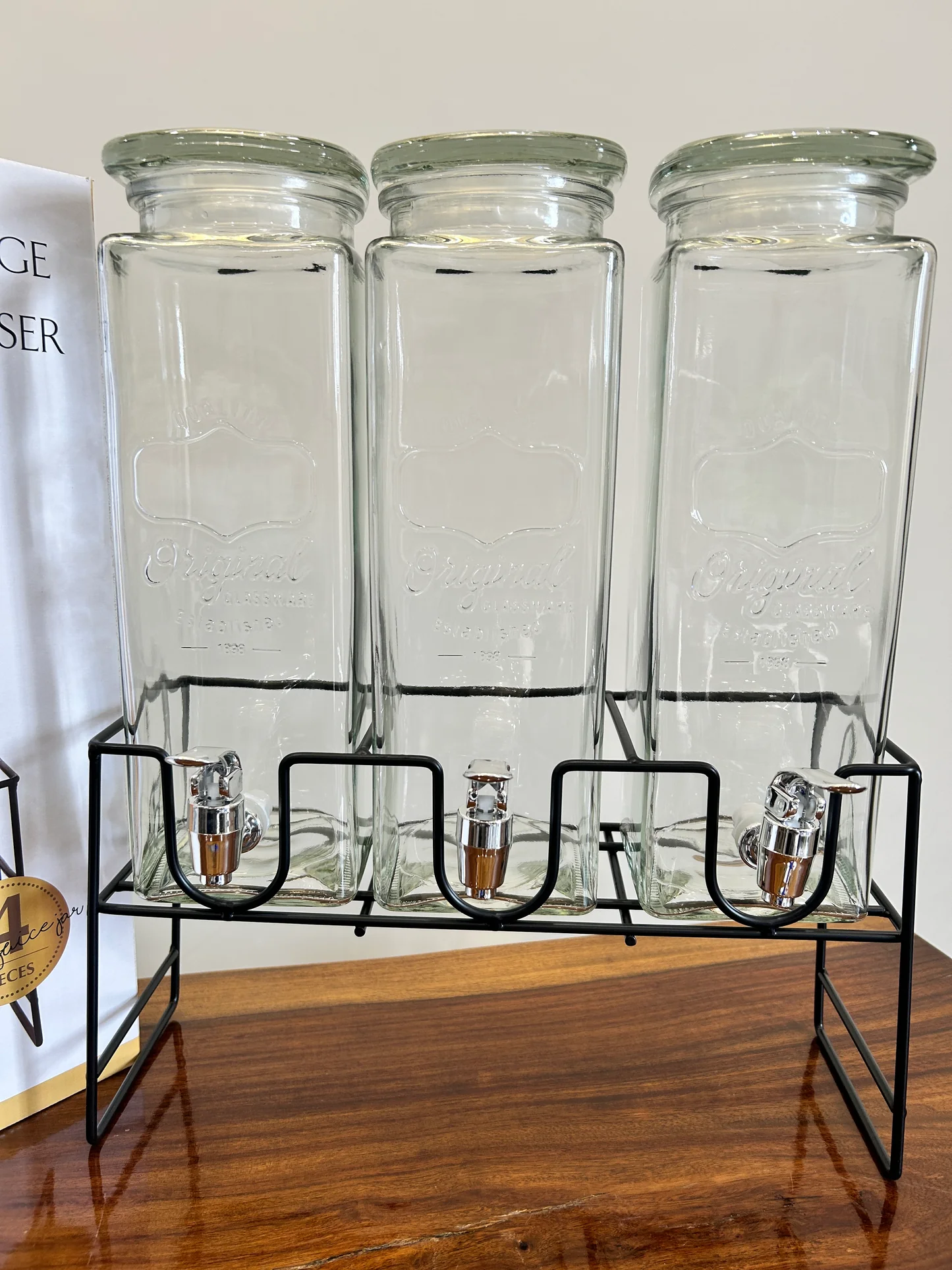 Yorkshire Glassware Triple Beverage Dispenser With Stand Set - Image 2
