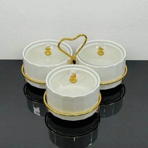 3-Piece Ceramic Condiment And Snack Serving Set - Image 2