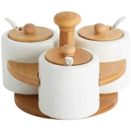 3-Piece Cruet Set With A Bamboo Stand