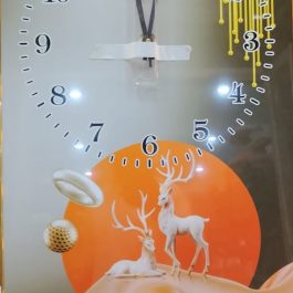 Ight Luxury Vertical Crystal Porcelain Painting Wall Clock