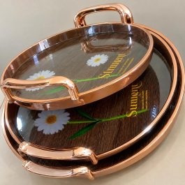 Luxury Melamine Serving Tray Set With Gold Handles
