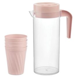 Plastic Cold Water Pitcher Set With Nested Cups