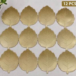 Gold Leaf-Shaped Placemat 12Pcs