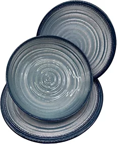 Blue And White Spiral Ceramic Dinner Plate 12Psc - Image 2