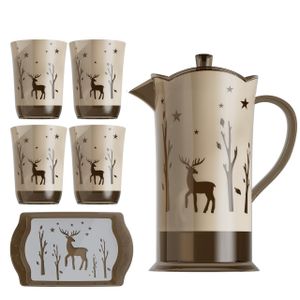 Plastic Water Pitcher And Glass Cup Set