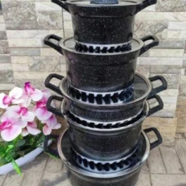 Black Speckled Granite Non-Stick Cooking Pots Set